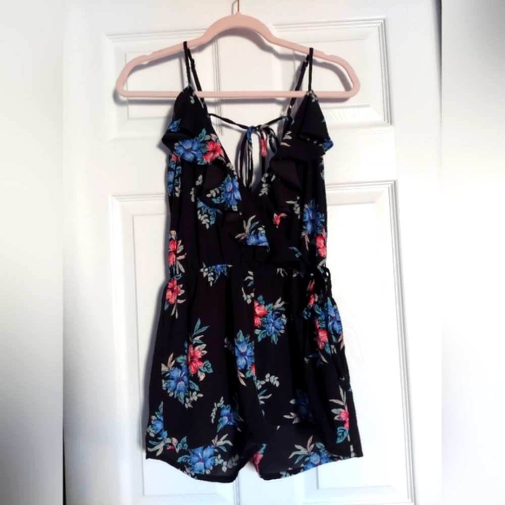 Mimi Chici black floral romper